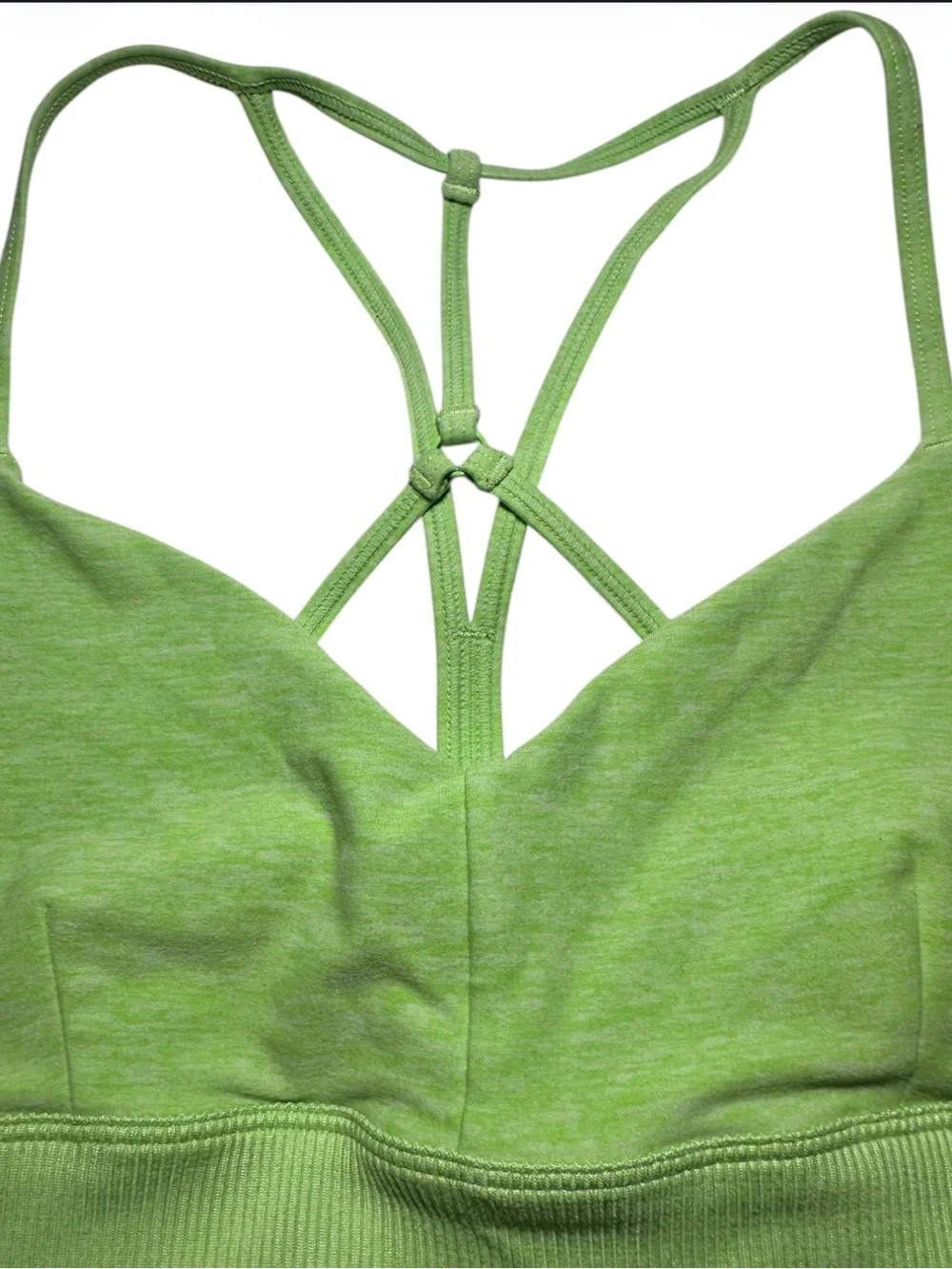 Alo Yoga Alosoft Lavish Bra Neon Lime Heather Green Strappy S